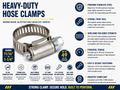 SS Hose Clamp - Hex Head Worm Gear Range 11/16" to 1-1/4"
