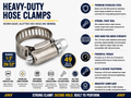 SS Hose Clamp - Hex Head Worm Gear Range 1/2" to 29/32"