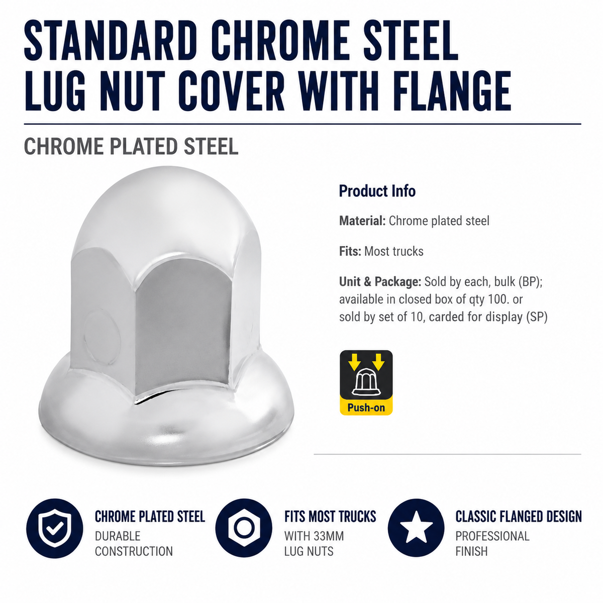 CR. PLASTIC PUSH-ON NUT CVR W/ FLANGE 33 M/MX2-5/8"