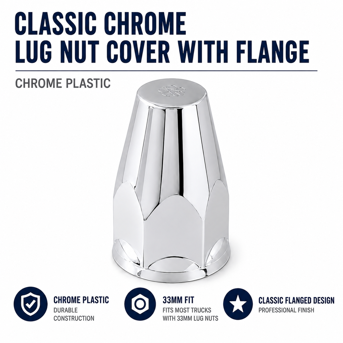 CR. PLASTIC CLASSIC SCREW-ON NUT CVR W/FLANGE 33MM X 3.25"