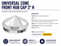CR. UNIV. FRONT CONE HUB CAP, 1" LIP, 6 NOTCHES