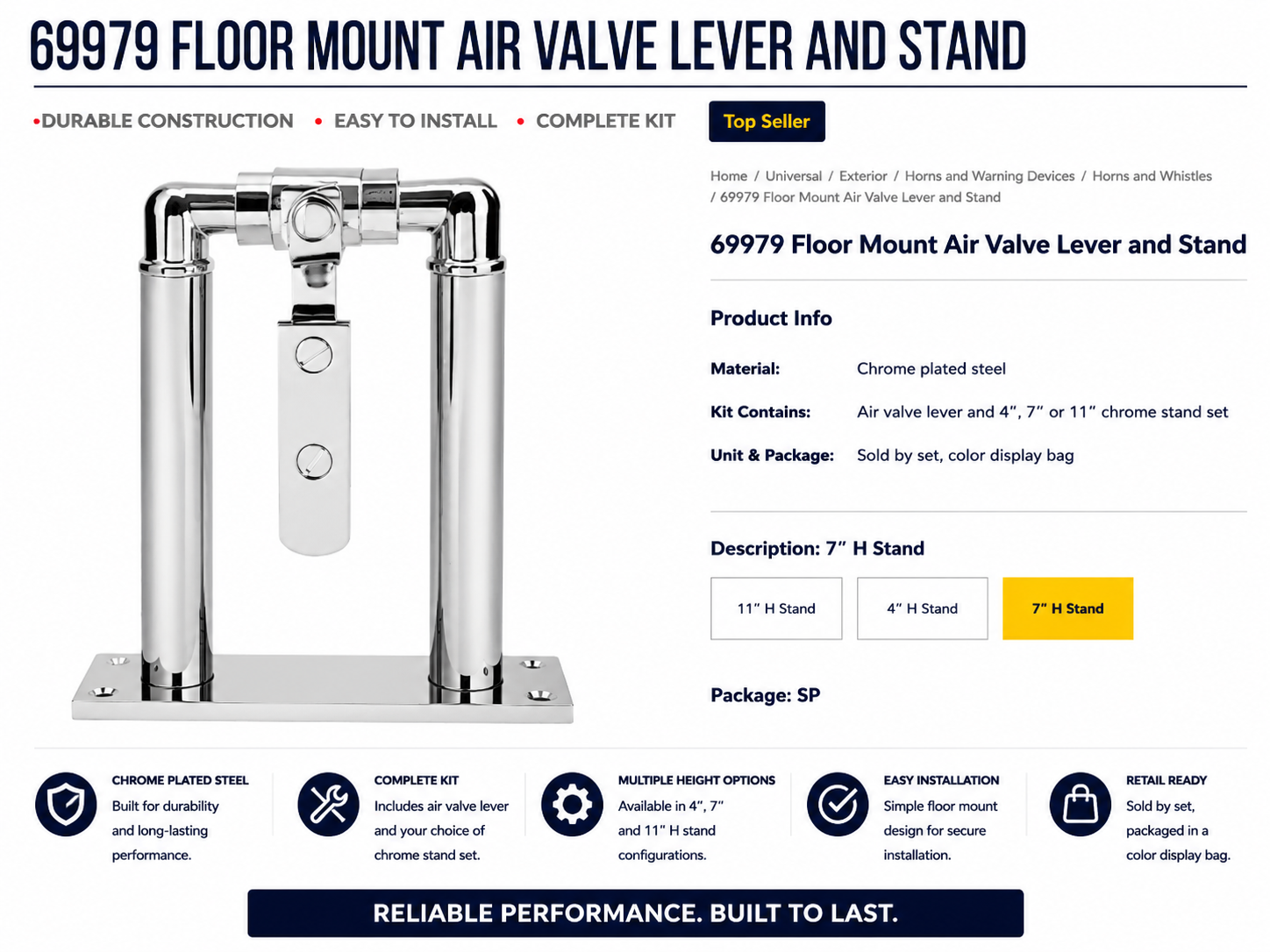 CR. 7" FLOOR MOUNT STAND & AIR VALVE LEVER SET
