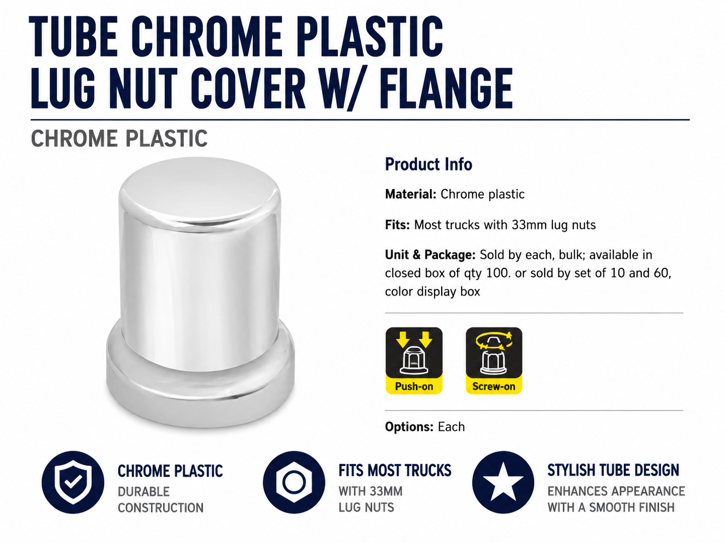 CR. PLASTIC TUBE PUSH-ON NUT CVR W/FLANGE 33 MM X 2-3/8"
