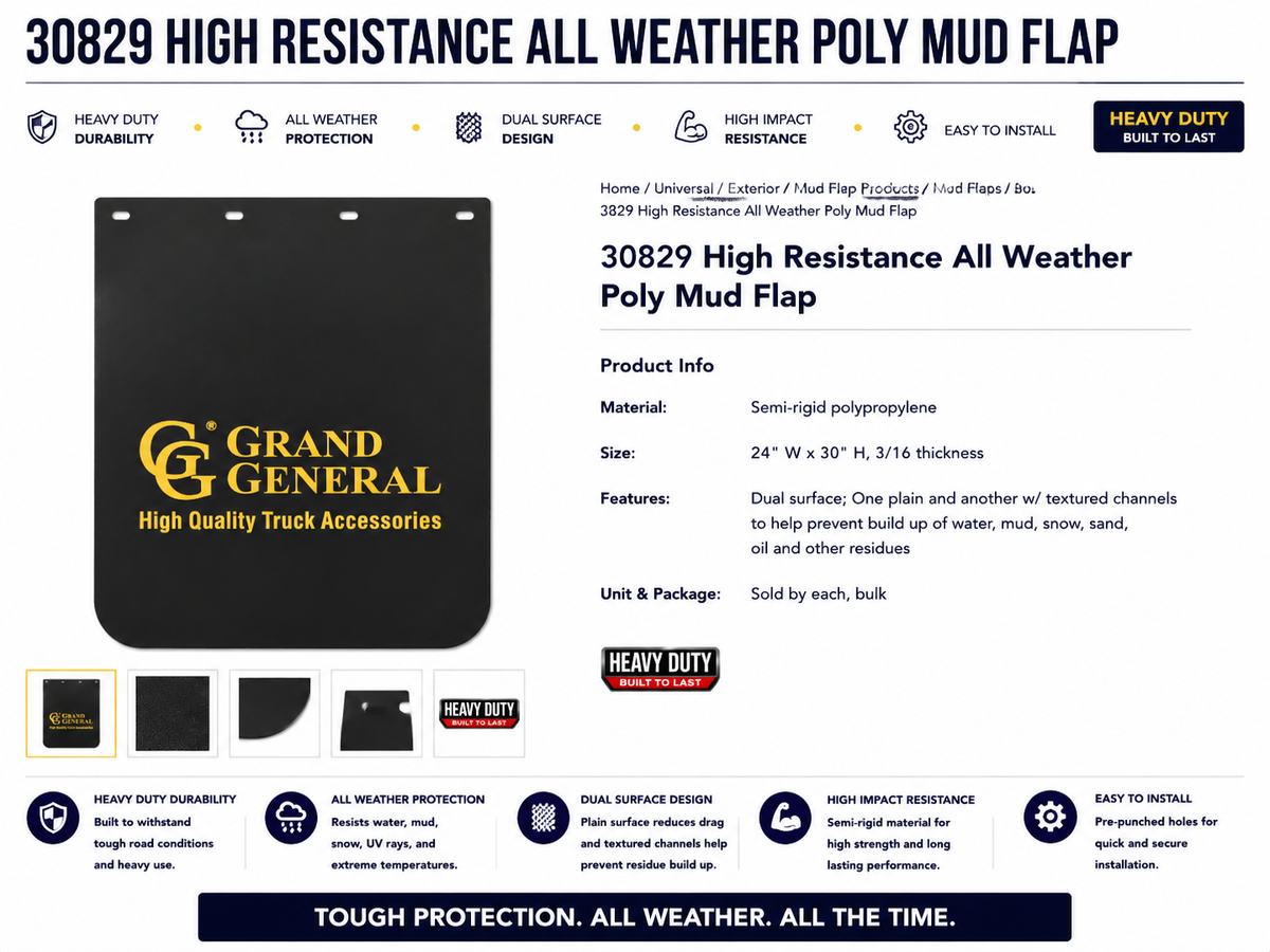 HIGH RESIST. POLY MUD FLAP 24"WX30"H BLACK W/GG LOGO