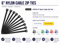BLACK 6"X1/8" NYLON CABLE ZIP TIES, 15PCS/PKG