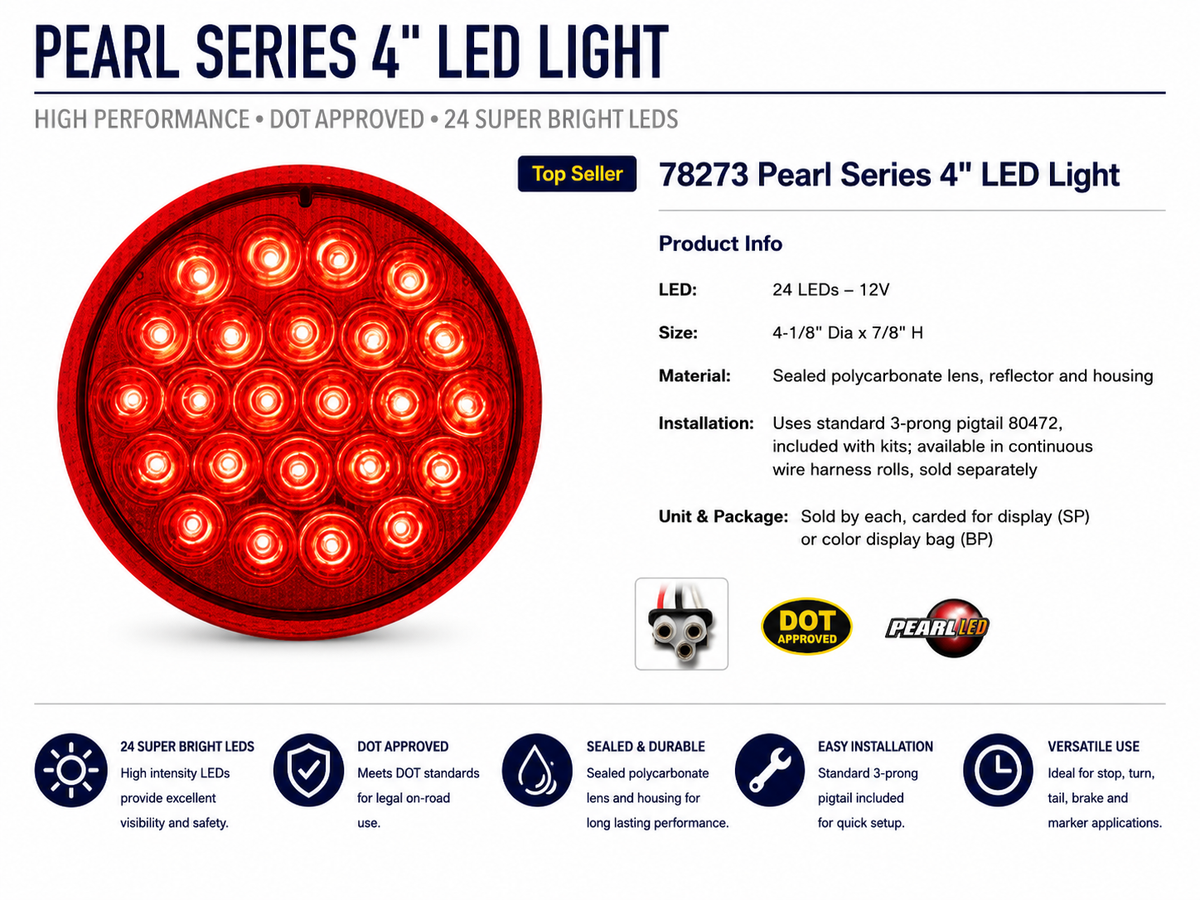 4" PEARL RED 24-LED LIGHT, RED LENS