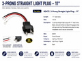 3 PRONG STRAIGHT PLUG PIGTAIL 3 WIRES, DUAL FUNCTION