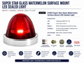 RED SUPER STAR 1LED WM GLASS LIGHT W/SS BEZEL