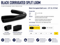 1/4" ID BLACK CORRUGATED SPLIT LOOM, 10FT/BAG