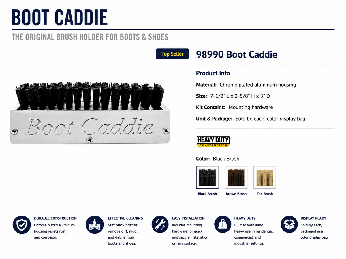 CR. ALUMINUM BOOT CADDIE W/ BLACK BRUSH & HARDWARE