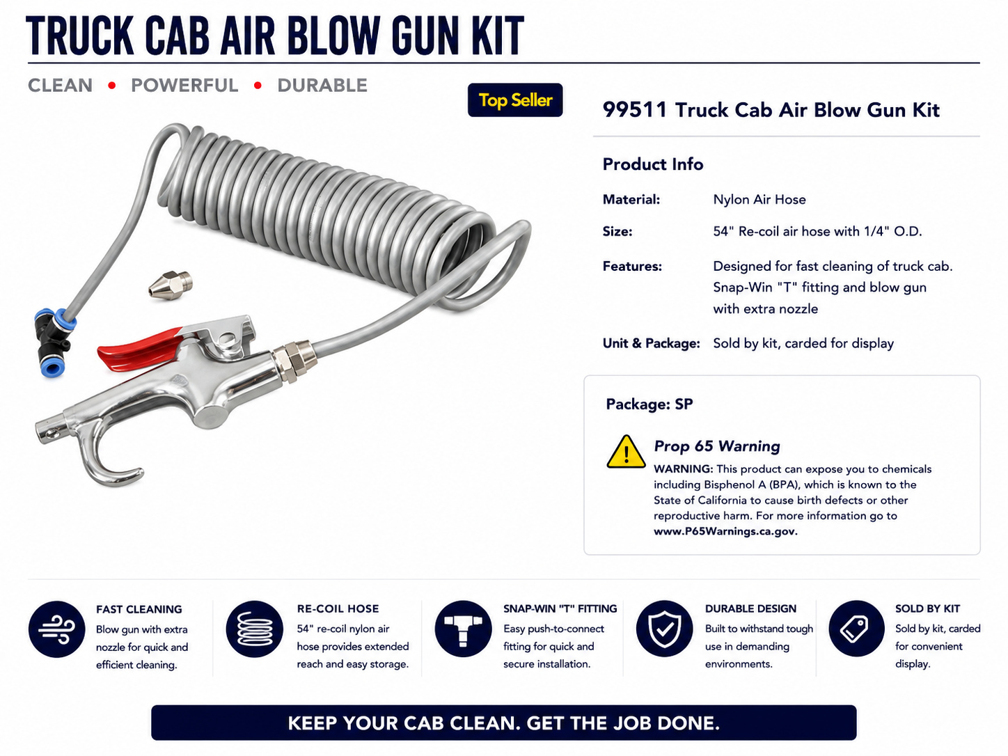 HEAVY DUTY TRUCK AIR SEAT BLOW GUN KIT